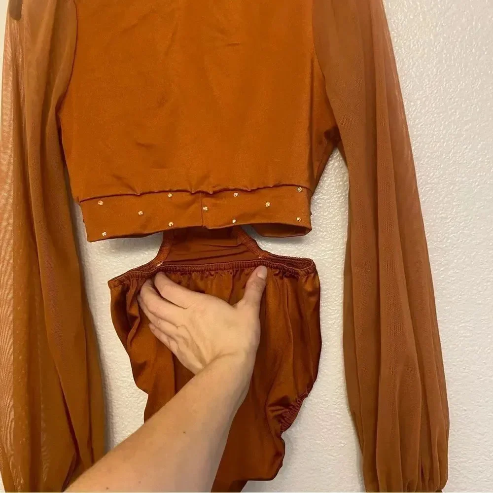 Kelle dance solo costume 2 piece Orange bronze contemporary lyrical 4235 SA
